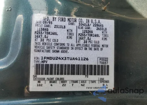 1996 Ford Explorer from USA, damaged, VIN 1FMDU24X3TUA41126